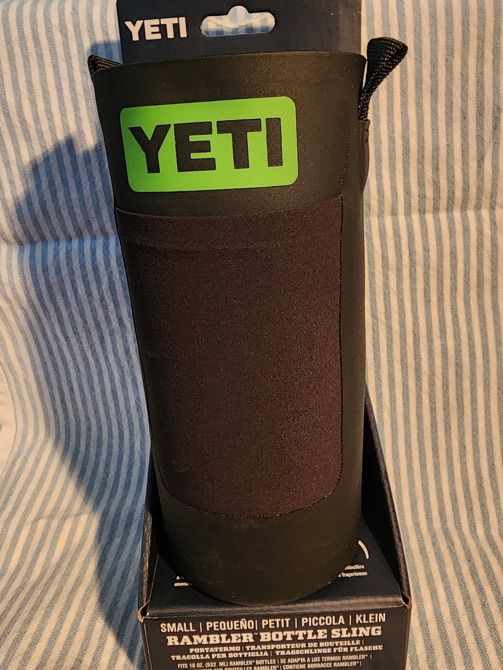 YETI Small Rambler Bottle Sling in Black with Green Logo NEW